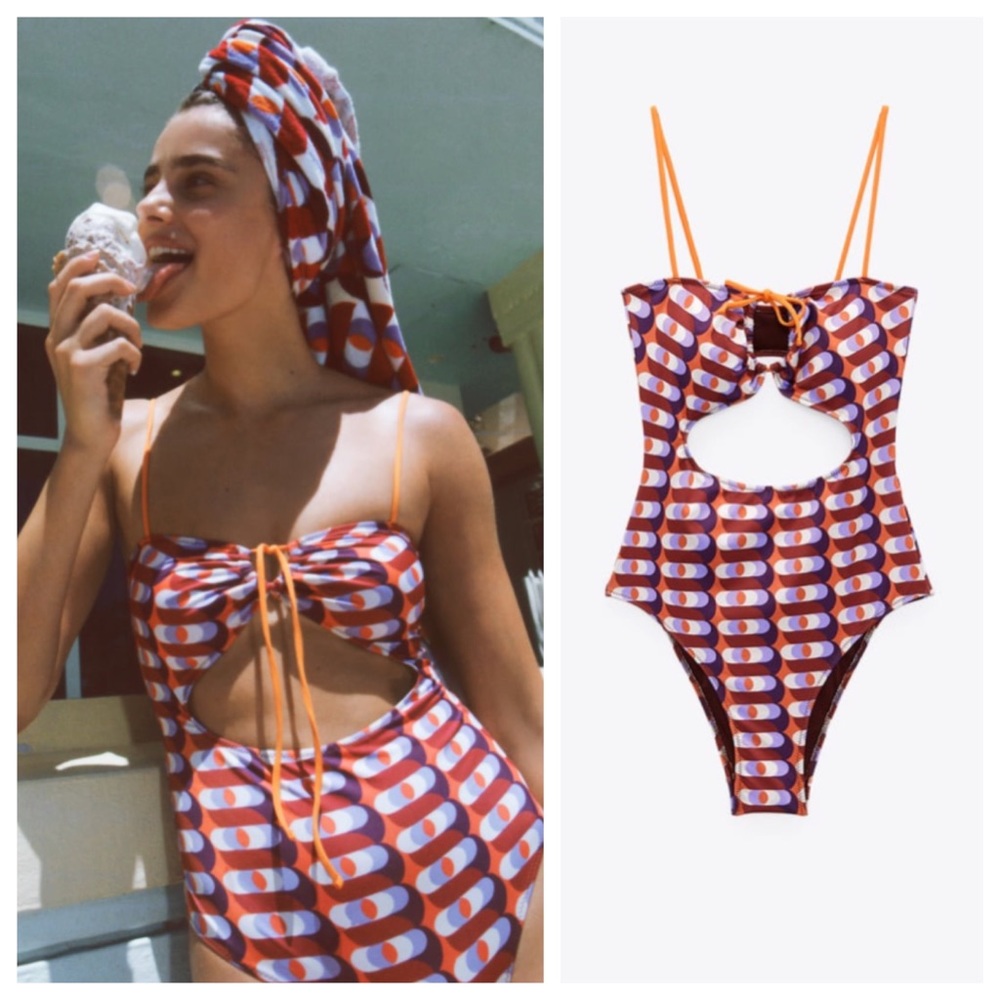 Zara Cut Out Swimsuit NWT MULTICOLORED
